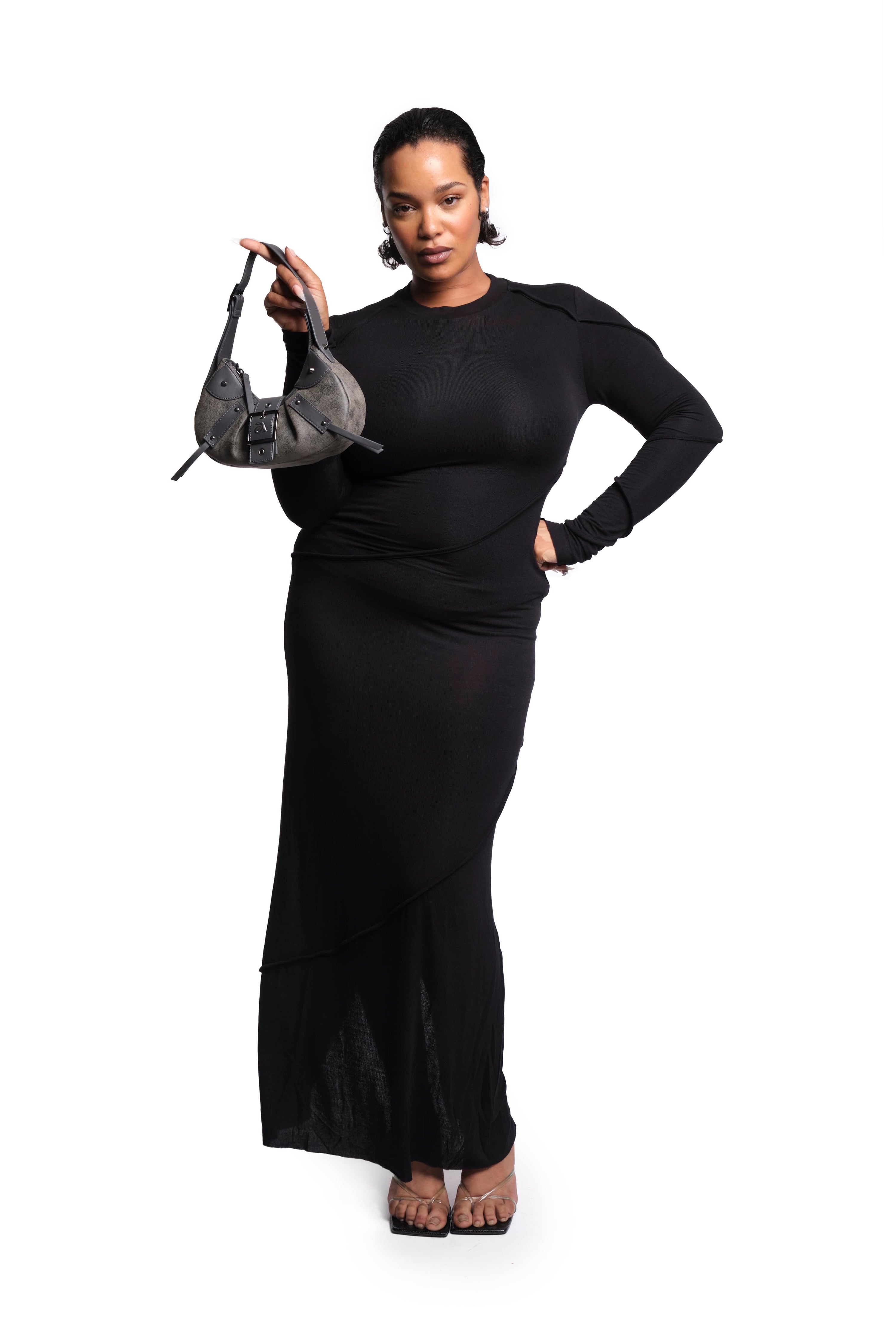 Ange Charcoal Black Mini Shoulder Bag